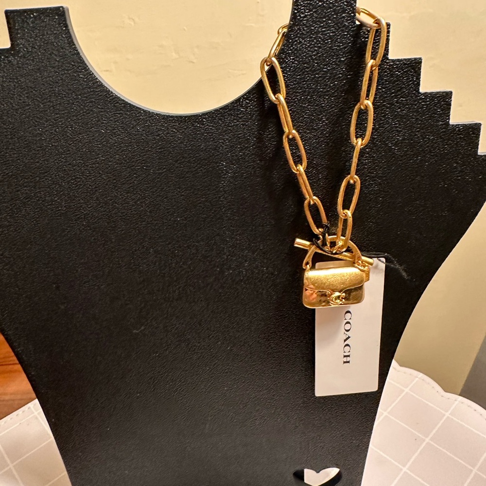 Coach Bracelet with  Dust bag Gold Bracelet with Padlock Pendant 8inch length
